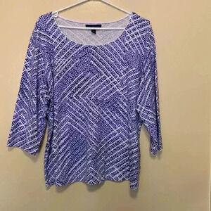 Karen Scott, soft three-quarter  sleeve T-shirt, poly cotton blend